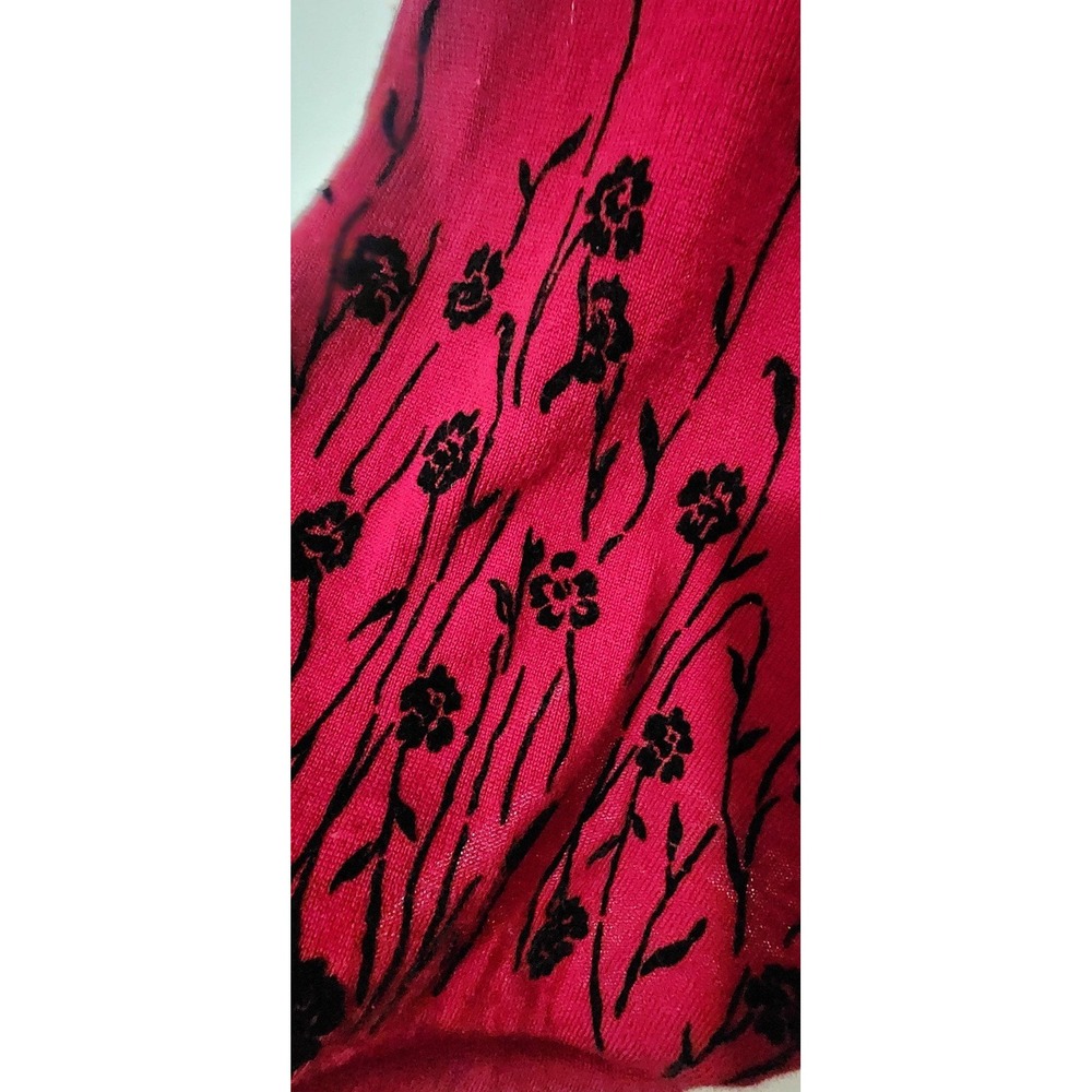 100% Merino Wool Sweater Velvet Floral Details Whimsigoth Boho Cottagecore 2X
